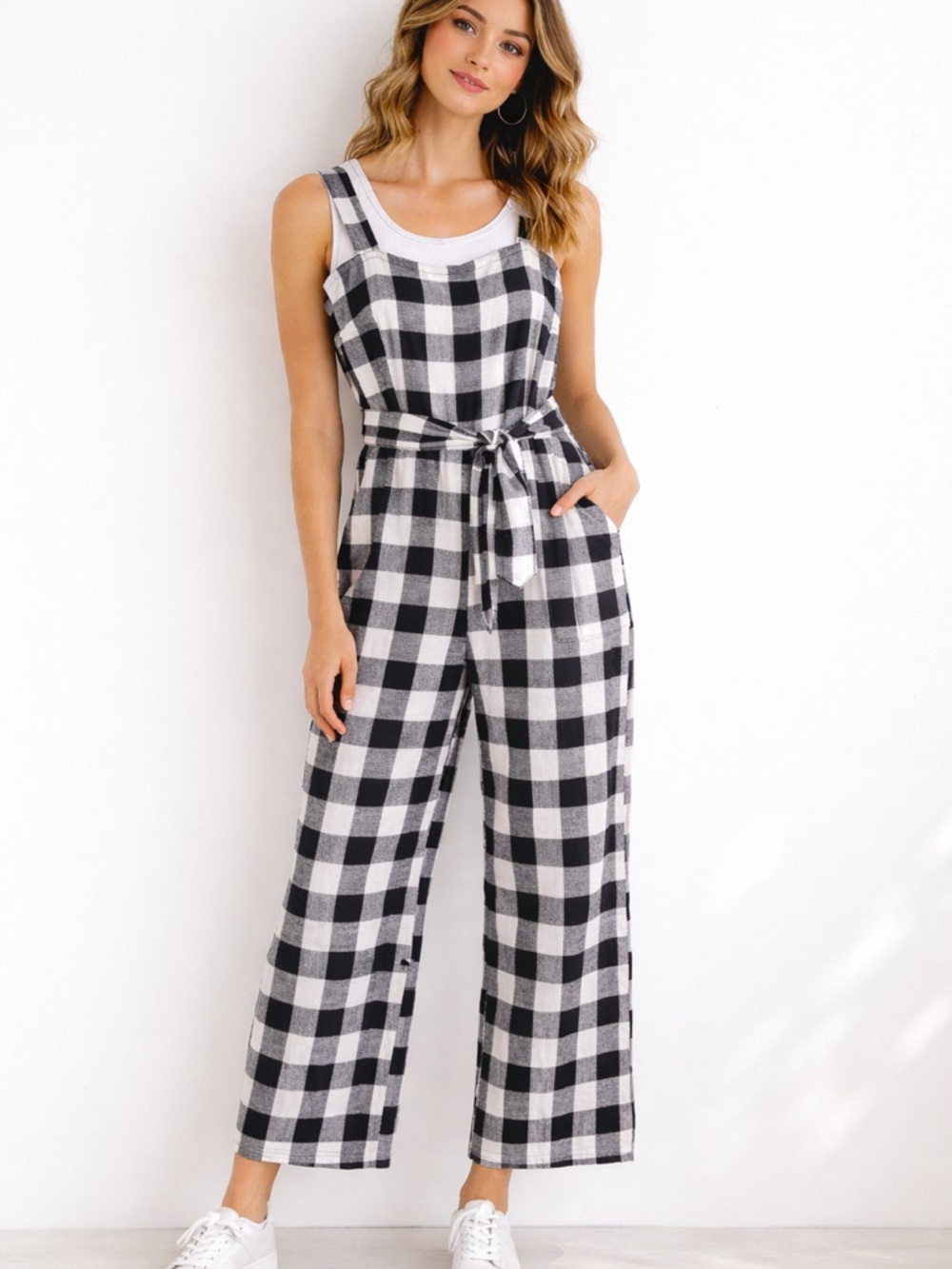 Primark Cottage Core Black/White Buffalo Plaid Jumper Sz 6